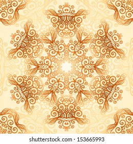 Ornate vintage vector seamless pattern in mehndi style 