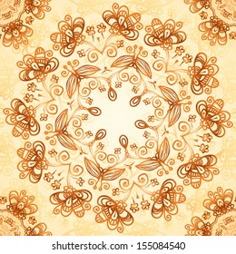 Ornate vintage vector seamless pattern in mehndi style 