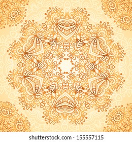 Ornate vintage vector seamless pattern in mehndi style