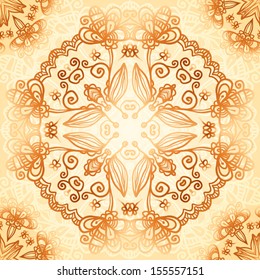Ornate vintage vector seamless pattern in mehndi style