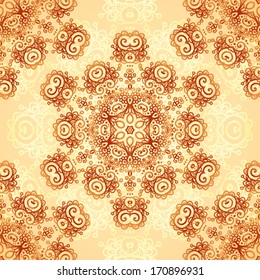 Ornate vintage vector seamless pattern in mehndi style