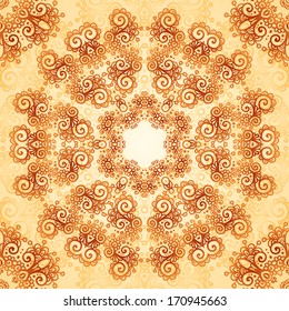 Ornate vintage vector seamless pattern in mehndi style