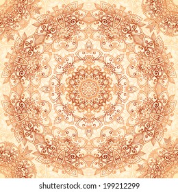 Ornate vintage vector seamless pattern in mehndi style