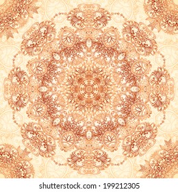 Ornate vintage vector seamless pattern in mehndi style