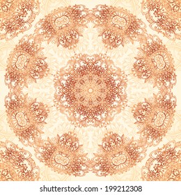 Ornate vintage vector seamless pattern in mehndi style