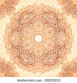 Ornate vintage vector seamless pattern tile in mehndi style
