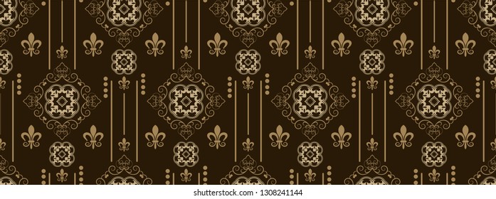 Ornate wallpaper seamless pattern in royal style for your design. Vector graphics