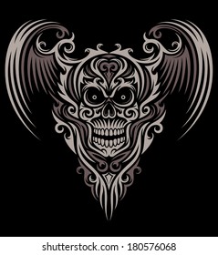 Ornate Winged Skull