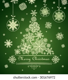 Ornate xmas green card