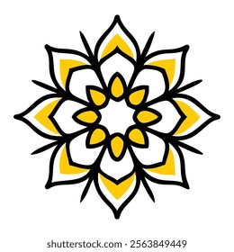 Ornate Yellow Mandala Design on White Background