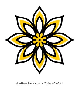 Ornate Yellow Mandala Design on White Background