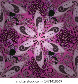 Ornate zentangle seamless texture, ornamental with abstract flowers. Floral pattern can be used for wallpaper, pattern fills, web page background. Seamless pattern with stylized flowers.
