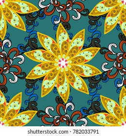 Ornate zentangle seamless texture, ornamental with abstract flowers. Floral pattern can be used for wallpaper, pattern fills, web page background. Seamless pattern with stylized flowers.