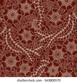 Ornate zentangle seamless texture, pattern with abstract flowers. Floral pattern can be used for wallpaper, pattern fills, web page background.
