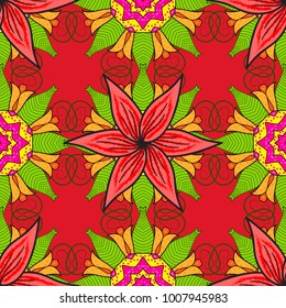 Ornate zentangle texture, endless pattern with abstract flowers. Seamless pattern with flowers. Vector ornaments. Seamless pattern can be used for wallpaper, web page background, surface textures.