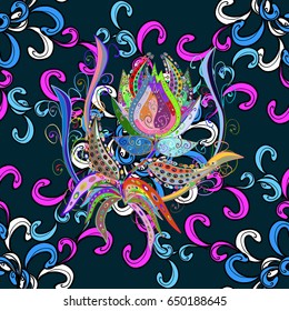Ornate zentangle texture, endless pattern with abstract flowers. Vector ornaments. Seamless pattern can be used for wallpaper, web page background, surface textures. 
