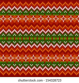 Ornate zigzag stripes vector Christmas knit seamless pattern