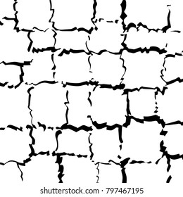 Ornately edged geometrical forms randomly rotated to create modern, rustic, black on white pattern