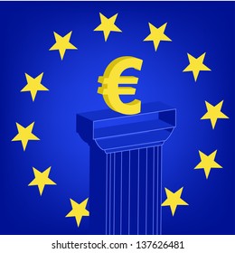 ornate-style greece column with popular currency sign Euro. eps10 vector illustration