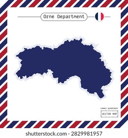 Orne department vector map from Normandy, France, created for geographic presentations, tourism materials, educational graphics, regional identity projects and professional cartography.