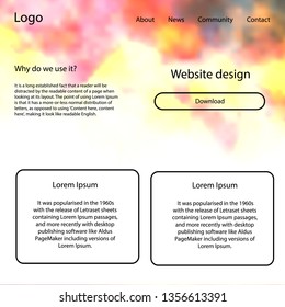 Ornge,  Yellow vector Material Design Kit with stars. Web ui kit with abstract gradient clouds in its header. Beautiful layout for websites, landing pages.