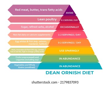 Ornish Diet food pyramid chart. Healthy eating, healthcare, dieting concept, help reverse chronic disease and enhance health