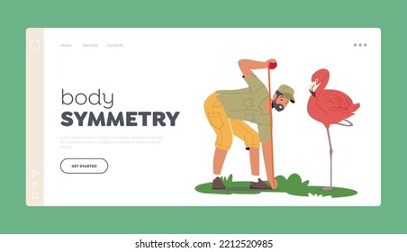 Ornithologist Scientist Landing Page Template. Zoo Worker Measuring Flamingo, Professional Zookeeper Character Study Birds Species, Behavior And Living Areas. Cartoon People Vector Illustration