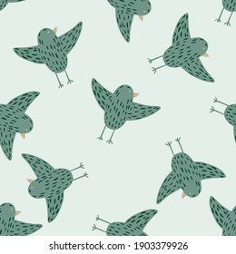 Ornitología sin fisuras con ornamento de pájaro de doodle dibujado a mano aleatorio. Estilo Doodle. Ilustración vectorial para impresiones textiles estacionales, tela, carteles, telas de fondo y papel pintado.