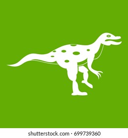 Ornithopod dinosaur icon white isolated on green background. Vector illustration