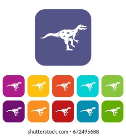 Ornithopod dinosaur icons set vector illustration in flat style In colors red, blue, green and other