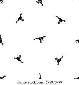 Ornithopod dinosaur pattern repeat seamless in black color for any design. Vector geometric illustration