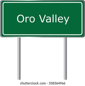 Oro Valley , Arizona , road sign green vector illustration, road table, USA city