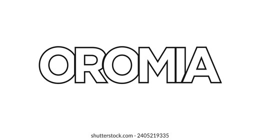 Oromia in the Ethiopia emblem for print and web. Design features geometric style, vector illustration with bold typography in modern font. Graphic slogan lettering isolated on white background.