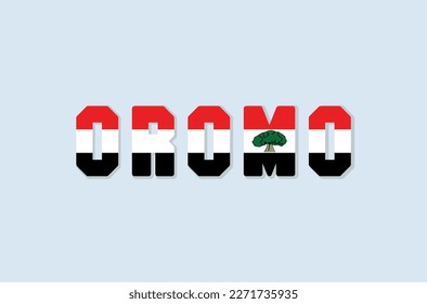 "Oromo" painted in the colors of the flag: Red, white, and red. The official language of Ethiopia-Oromo people, spoken by over 37 million people.