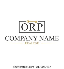 ORP lettermark with key logo. editable and easy to custom