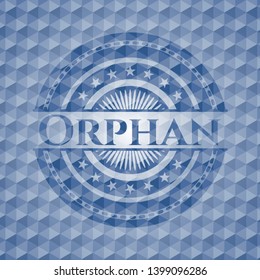 Orphan blue hexagon badge. Vector Illustration. Detailed.