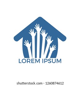 Orphan children home logo design. Child care parenting education and adoption vector logo design.