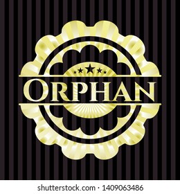Orphan gold badge or emblem. Vector Illustration. Detailed.