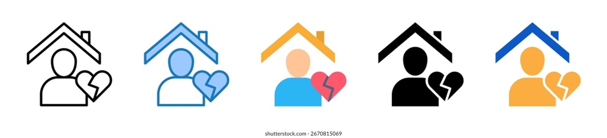 Ícones de vários estilos órfãos definem a ilustração de vetor de design.