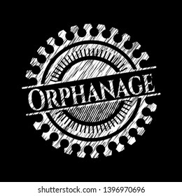 Orphanage chalkboard emblem. Vector Illustration. Detailed.