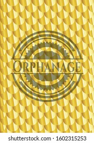 Orphanage gold badge. Scales pattern. Vector Illustration. Detailed.