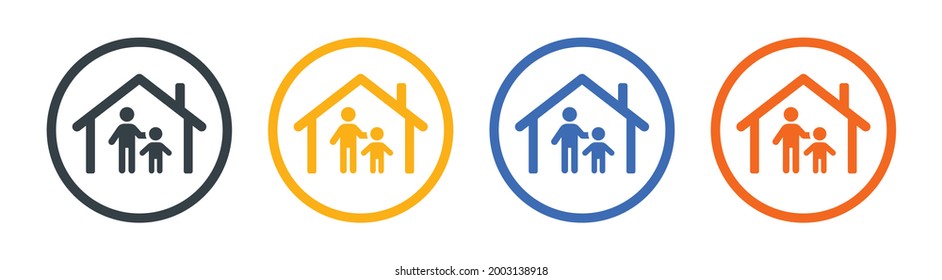 Orphanage House Icon. Child Care Symbol Vector Illustration.