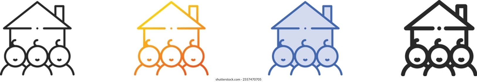 orphanage icon.Thin Linear, Gradient, Blue Stroke and bold Style Design Isolated On White Background
