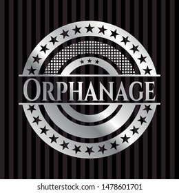 Orphanage silvery shiny emblem. Vector Illustration. Mosaic.