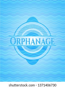 Orphanage water representation emblem background.