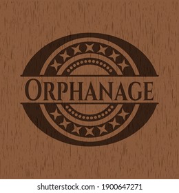 Orphanage wooden emblem. Retro. Vector Illustration. 