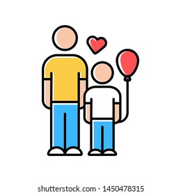 Orphans help color icon. Child adoption program. Volunteering support program for motherless kids. Foster care. Family-type children home. Isolated vector illustration