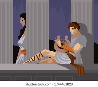 Orpheus Playing The Lyre And Eurydice Myth