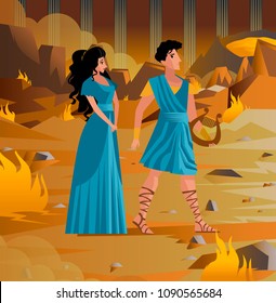 orpheus walking in underworld with eurydice