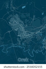 Orsk, Russia artistic blueprint map poster